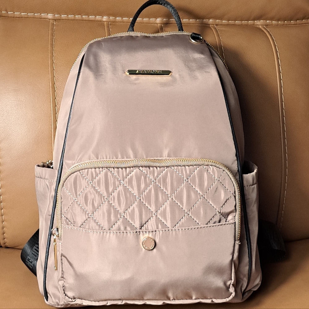 Steve Madden Quilted Nylon Backpack Taupe Black Bsolly Travel School